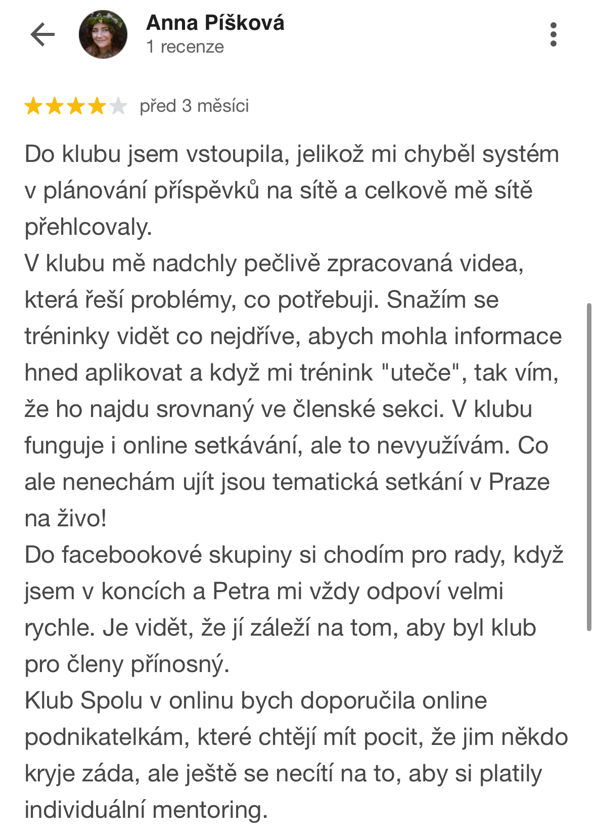 Google recenze – Anna Píšková