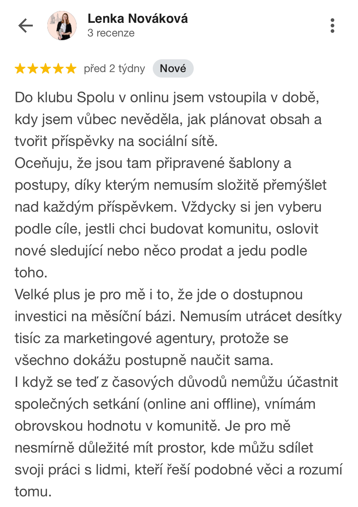 Google recenze – Lenka Nováková