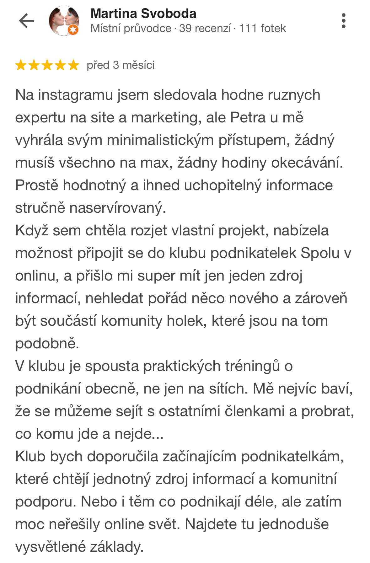 Google recenze – Martina Svoboda